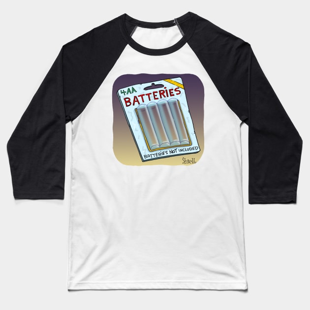 Batteries NOT Included Baseball T-Shirt by macccc8